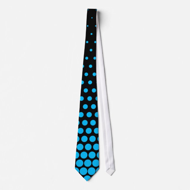 Corbata Punto de Polka azul cielo negro moderno (Anverso)