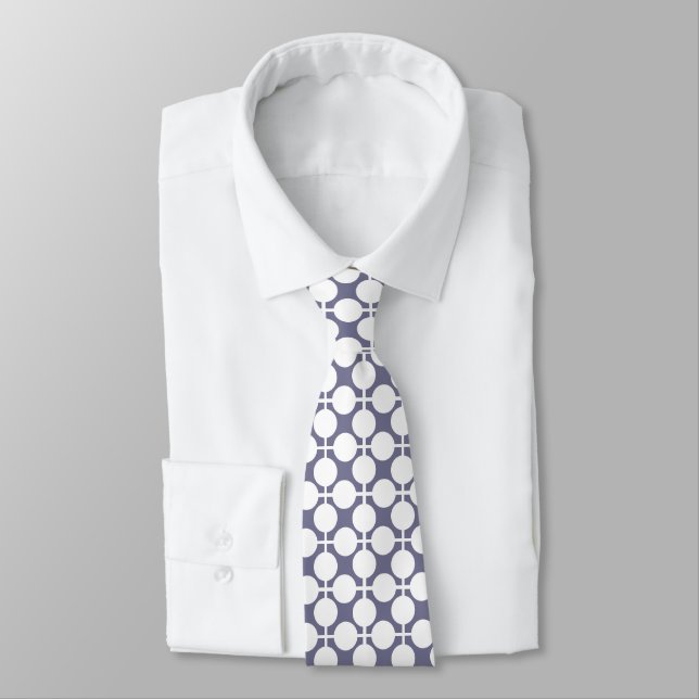 Corbata punto de polka blanco gris y patrón de comprobació (Atado)