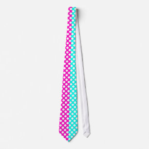 Corbata Punto de Polka blanco, rosa y azul
