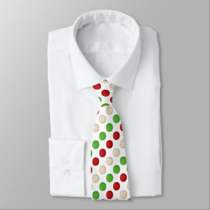 Corbata Punto de Polka Blanco Verde Rojo