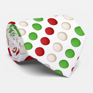 Corbata Punto de Polka Blanco Verde Rojo