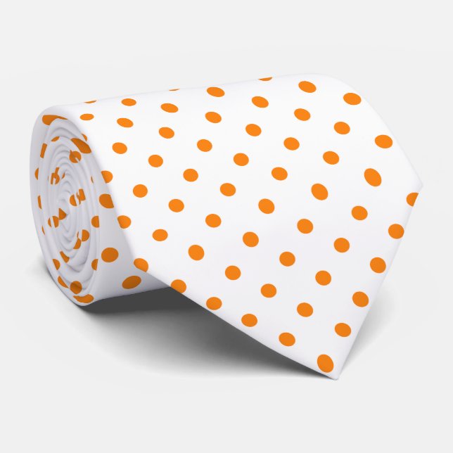 Corbata Punto de Polka blanco y naranja (Enrollado)