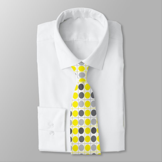 Corbata Punto de polka gris amarillo (Atado)