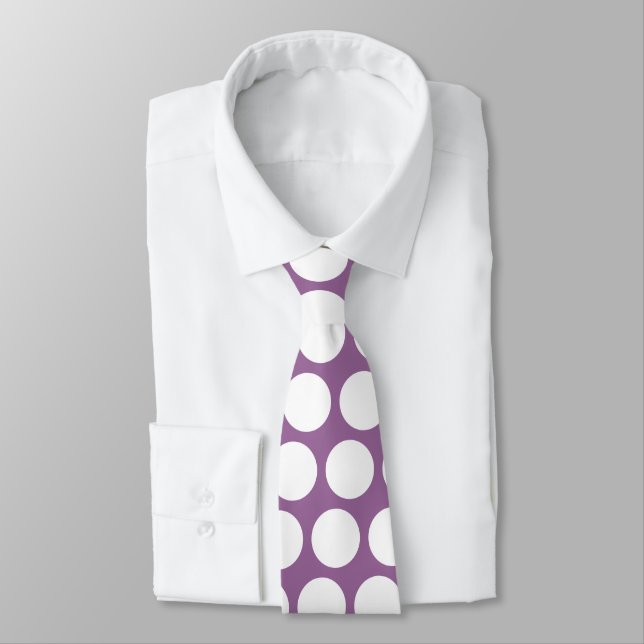 Corbata Punto de Polka morado y blanco (Atado)