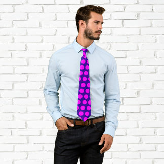 Corbata Punto de polka morado y rosado caliente