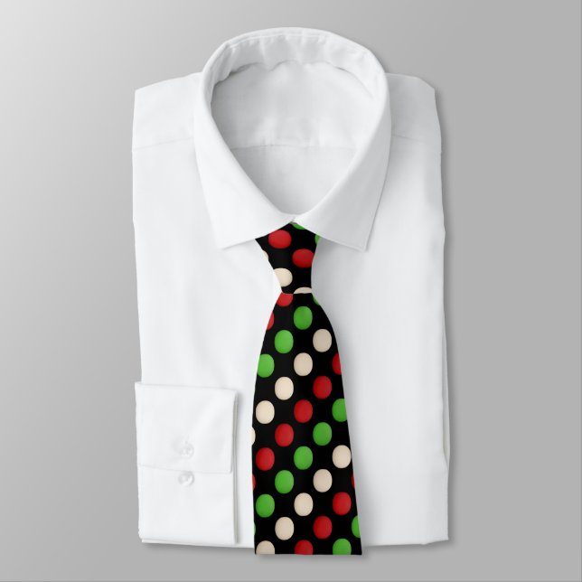 Corbata Punto de Polka Negro Verde Rojo (Atado)