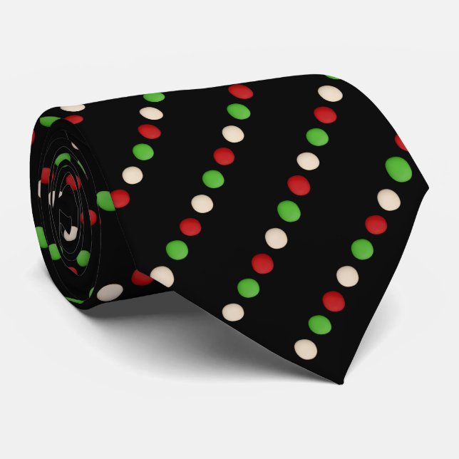 Corbata Punto de Polka Negro Verde Rojo  (Enrollado)