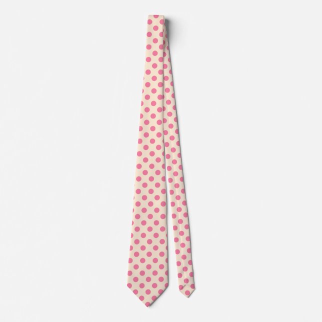 Corbata Punto de polka rosa sobre crema (Anverso)