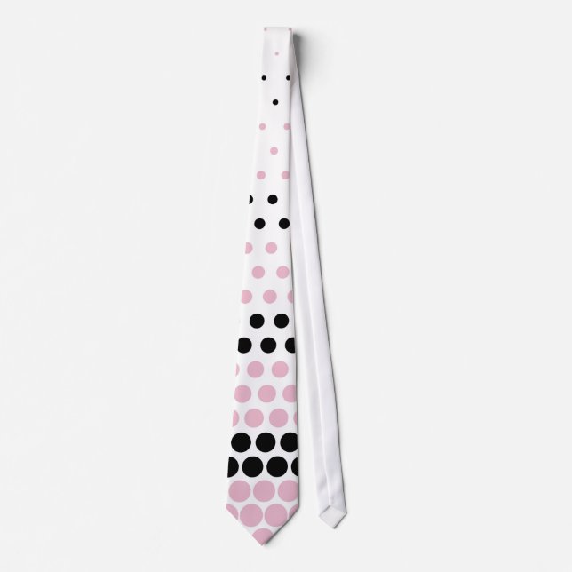 Corbata Punto moderno de polka rosa y negro de Cameo (Anverso)