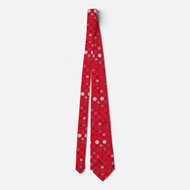 Corbata Punto Polka 01.Gris Rojo BG (Reverso)