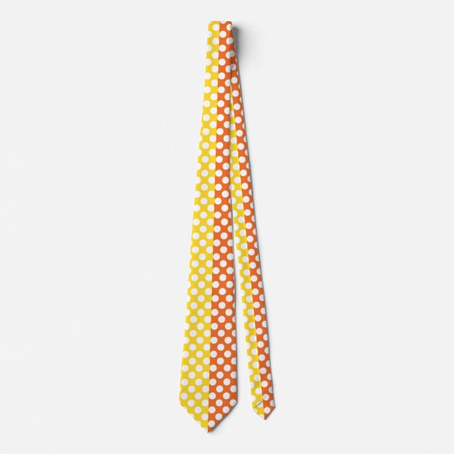 Corbata Punto Polka blanco, amarillo y Naranja (Anverso)
