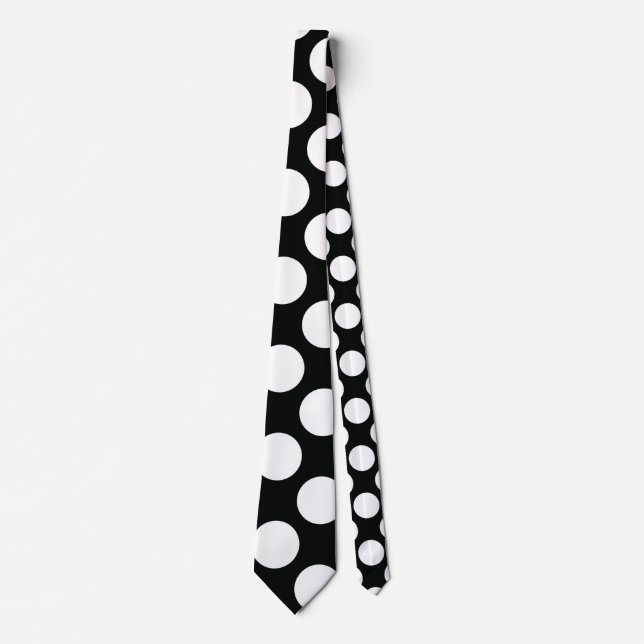 Corbata Punto Polka (blanco y negro) Cualquier Personaliza (Anverso)