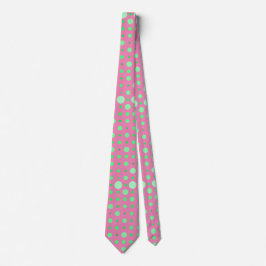 Corbata Punto Polka Moderno 02.Verde. BG rosa