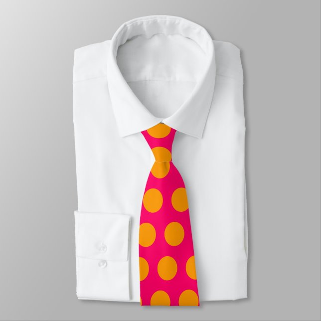 Corbata Punto Polka Rosa y Naranja (Atado)