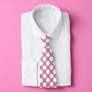 Corbata Punto Retro Rosa con puntos de Polka Blanco