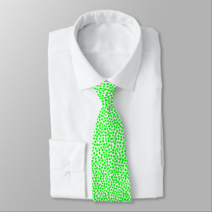 Corbata Puntos al azar - Verde sobre blanco