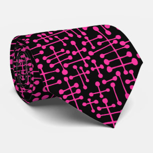 Corbata Puntos conectados: rosa caliente en negro