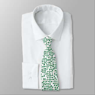 Corbata Puntos conectados: verde forestal en blanco