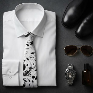 Corbata Puntos de lunares líquidos giratorios en blanco y