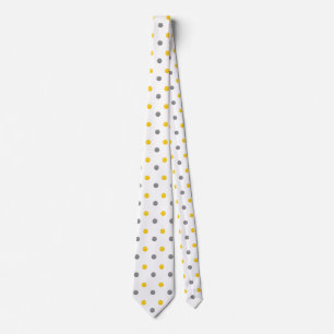 Corbata Puntos de polka amarillos y grises