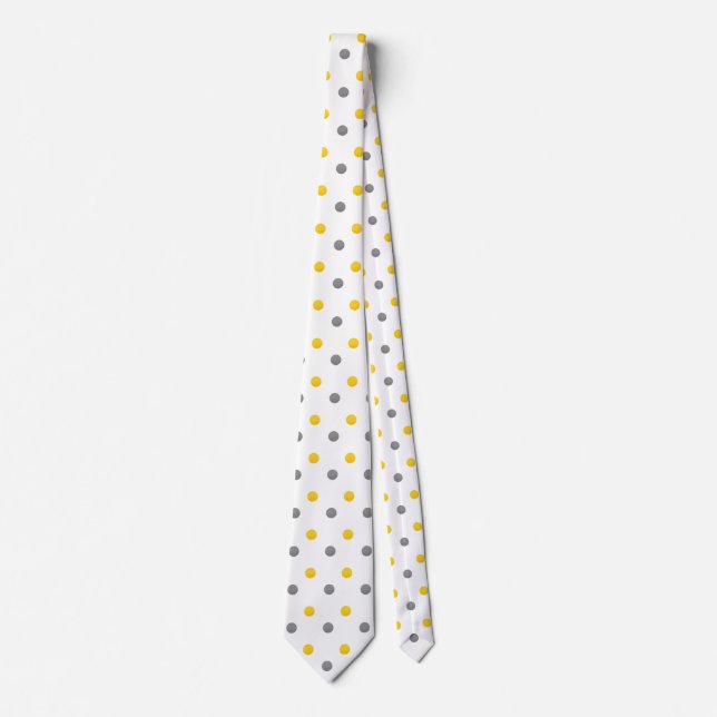 Corbata Puntos de polka amarillos y grises (Anverso)