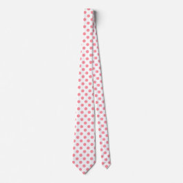 Corbata Puntos de polka coral y blanco