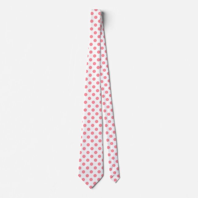 Corbata Puntos de polka coral y blanco (Anverso)