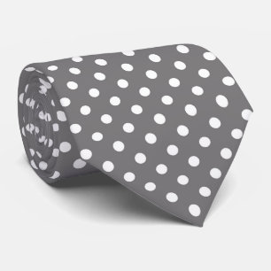 Corbata Puntos de polka gris y blanco