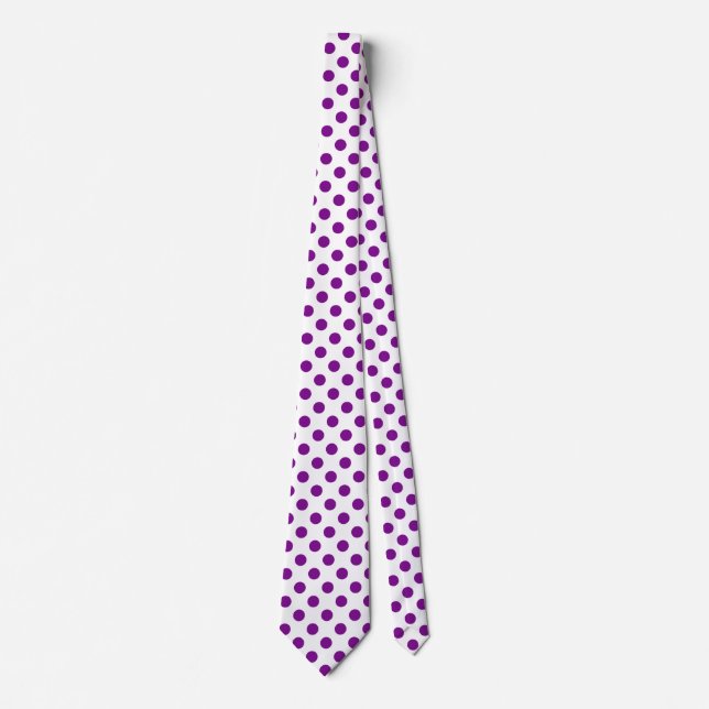Corbata Puntos de polka morado y blanco (Anverso)
