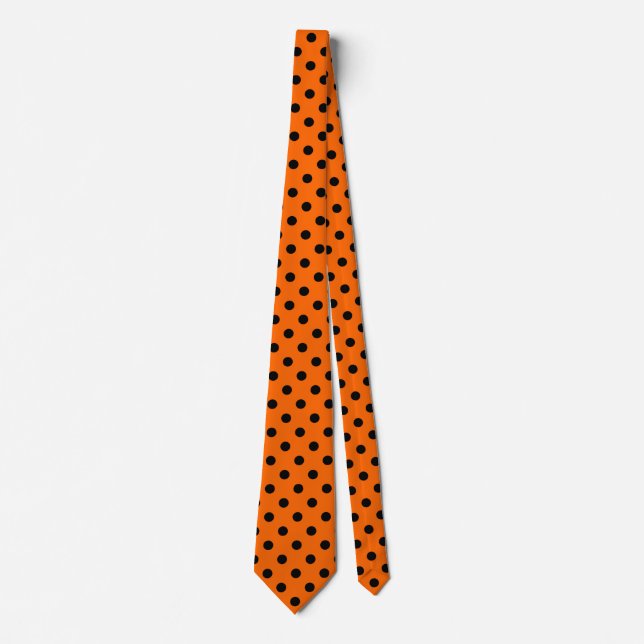 Corbata Puntos de polka negro y naranja (Anverso)