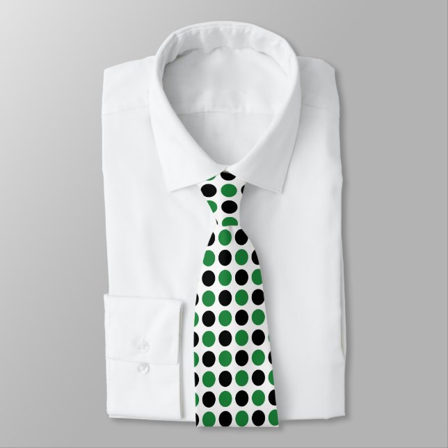 Corbata Puntos de polka negros y verdes (Atado)