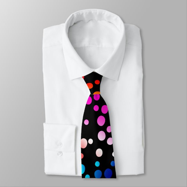 Corbata Puntos de Polka Neon en Negro (Atado)