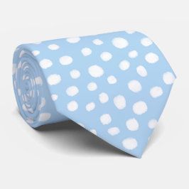 Corbata Puntos de Polka Painterly Messys, blanco, azul cla