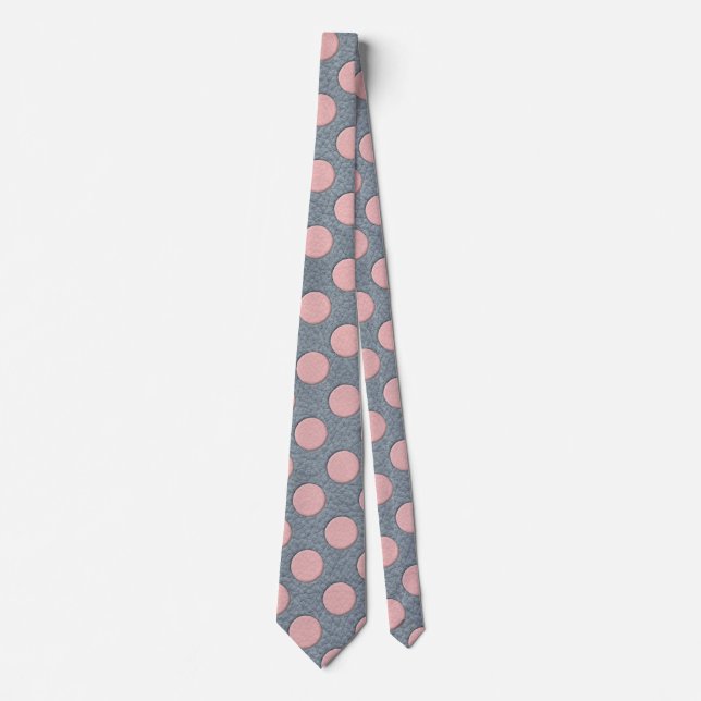 Corbata Puntos de polka rosa en la impresión de cuero gris (Anverso)