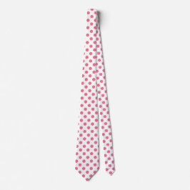 Corbata Puntos de polka rosa y blanco