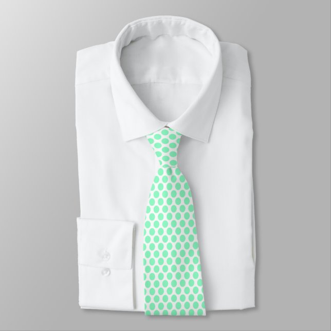 Corbata Puntos de Polka Verde de la Menta Pastel (Atado)