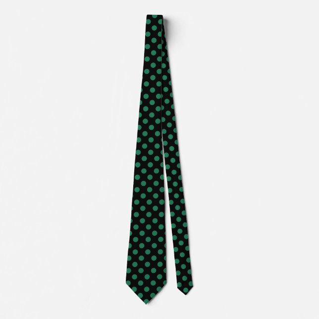 Corbata Puntos de polka verde y negro (Anverso)