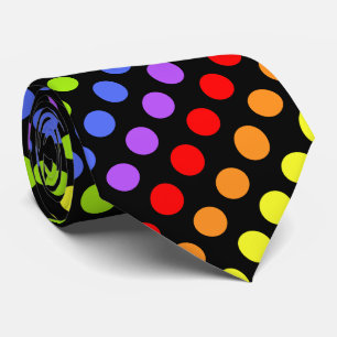 Corbata Puntos del arco iris en negro