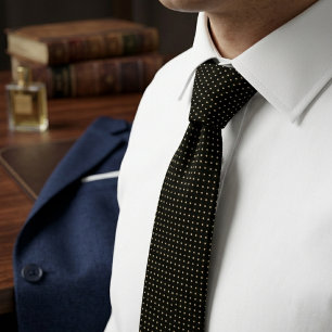 Corbata Puntos Negros y Dorados Micro