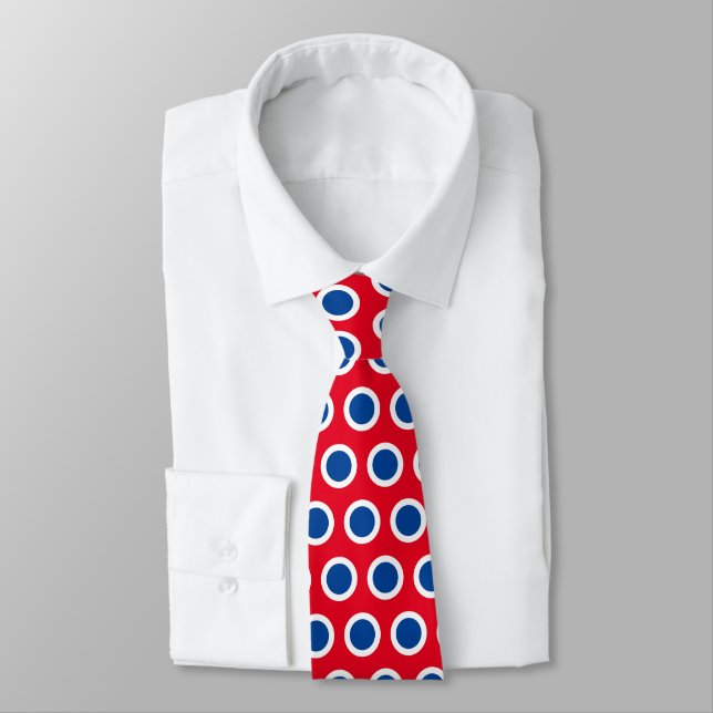 Corbata "Puntos Patrióticos del Polka Blanco Rojo" (Atado)