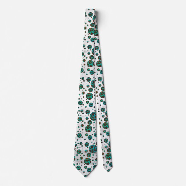 Corbata Puntos PrintPolka Verde azulados y marrones leopar (Anverso)