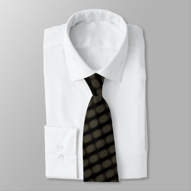 Corbata Puntos rayados de oro negro puntas de cuello moder (Atado)