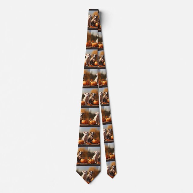 Corbata Puppy Pitbull Calabaza deslumbrante de otoño (Anverso)