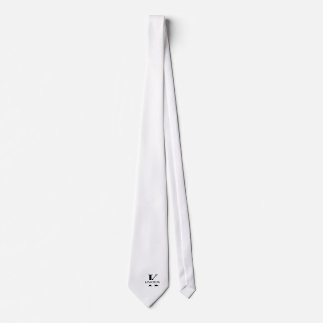 Corbata Pure White Elegant Monogram + Name (Anverso)