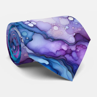 Corbata Purple and Blue Fluid Ink Abstract Dreamy Bold