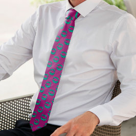 Corbata Purple and Turquoise XOXO Kissing Lips