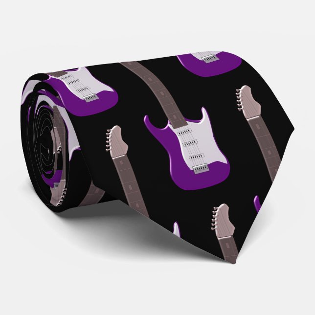 Corbata Purple Electric Guitar Design Neck Tie (Enrollado)