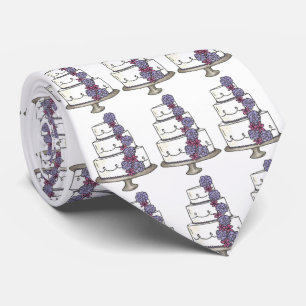 Corbata Purple Flowers Groom Wedding Cake Cakes Tie