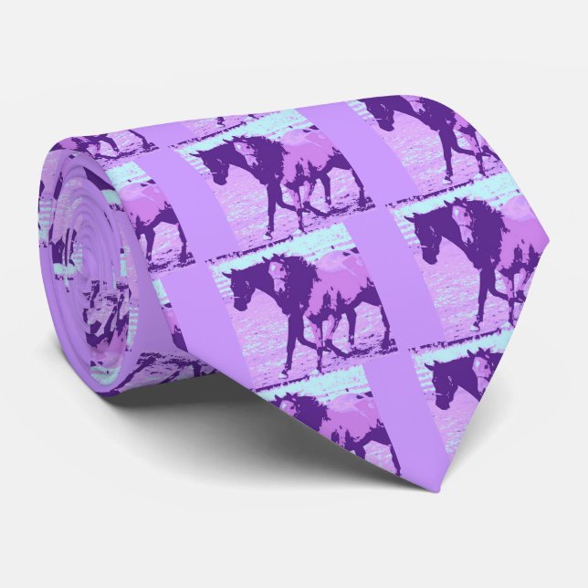 Corbata Purple Pop Art Horses (Enrollado)
