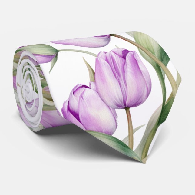 Corbata Purple Tulips Neck Tie (Enrollado)